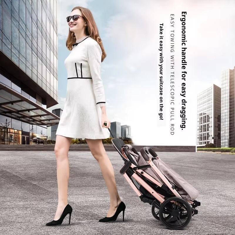 Two-way convertible lightweight folding portable baby stroller
