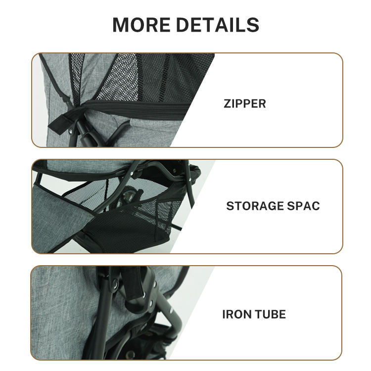 Oxford cloth 3-wheel detachable rolling dog stroller, detachable and foldable, spacious luxury pet stroller